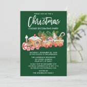 Weihnachtskeks Dekorieren Party Grün Einladung (Stehend Vorderseite)