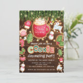 Weihnachtskeks Dekorieren Party Holz Einladung (Stehend Vorderseite)