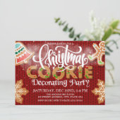 Weihnachtskeks Dekorieren Party Rot Einladung (Stehend Vorderseite)