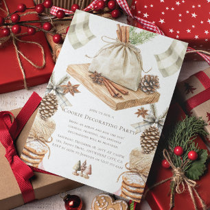 Weihnachtskeks in Aquarellfarben Dekorieren Party Einladung