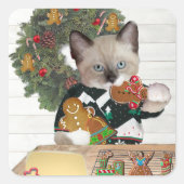 Weihnachtskeks Kitten Square Sticker (Vorderseite)