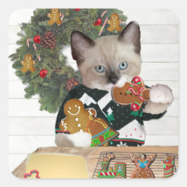 Weihnachtskeks Kitten Square Sticker