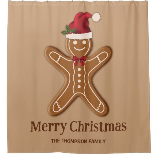 Weihnachtskeks mit Text Duschvorhang (Vorderseite)