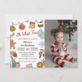 Weihnachtskeks Oh, was Spaß 1. Geburtstag Foto Einladung (Vorderseite)