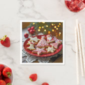 Weihnachtskekse auf einem roten Tisch Serviette (Beispiel)