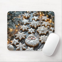 Weihnachtskekse auf rustikalem Holz Mousepad