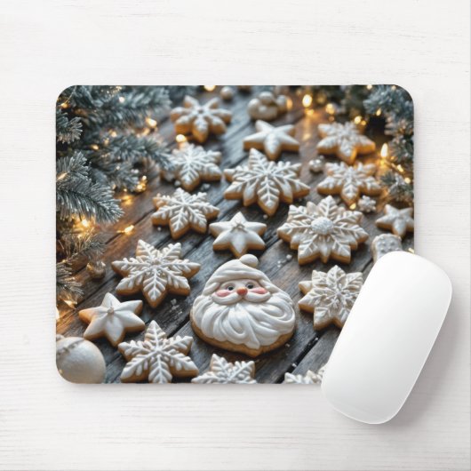 Weihnachtskekse auf rustikalem Holz Mousepad (Mit Mouse)