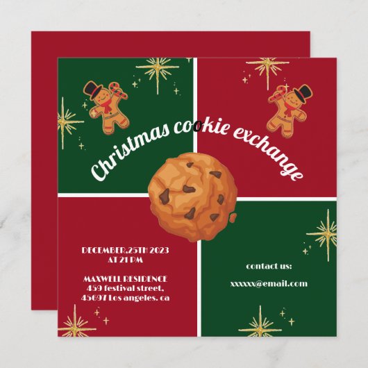 Weihnachtskekse Austausch Lebkuchen Mann grün Einladung (Vorne/Hinten)