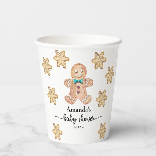 Weihnachtskekse Babydusche Pappbecher (Rückseite)