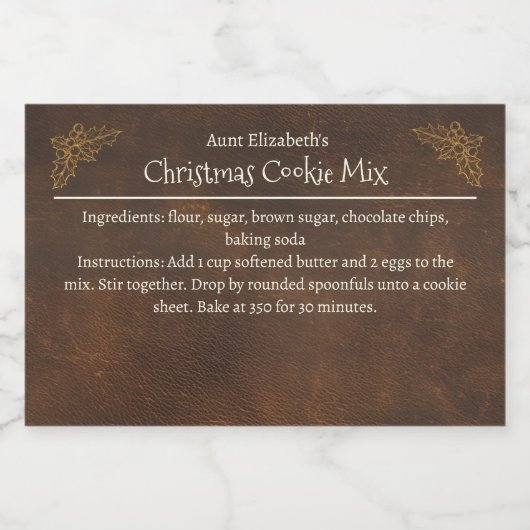 Weihnachtskekse Backen Mix Personalisiert Lebensmitteletikett (Einzelnes Label)