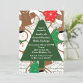 Weihnachtskekse & Baum Feiertage Einladungen (Stehend Vorderseite)