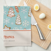 Weihnachtskekse Blue Monogram Geschirrtuch (Viertel Falte)