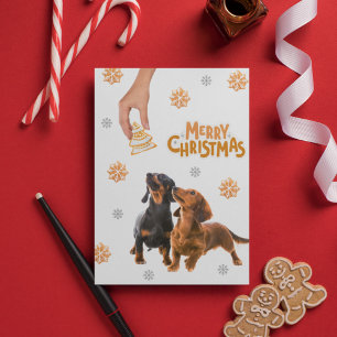 Weihnachtskekse Dachshund Welpen Hund  Feiertagskarte