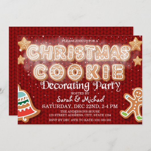Weihnachtskekse Dekorieren Party Modernes Einladung (Vorne/Hinten)