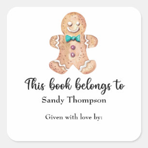 Weihnachtskekse - dieses Buch gehört Quadratischer Aufkleber