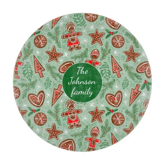 Weihnachtskekse Familiengrün Schneidebrett (Vorderseite)