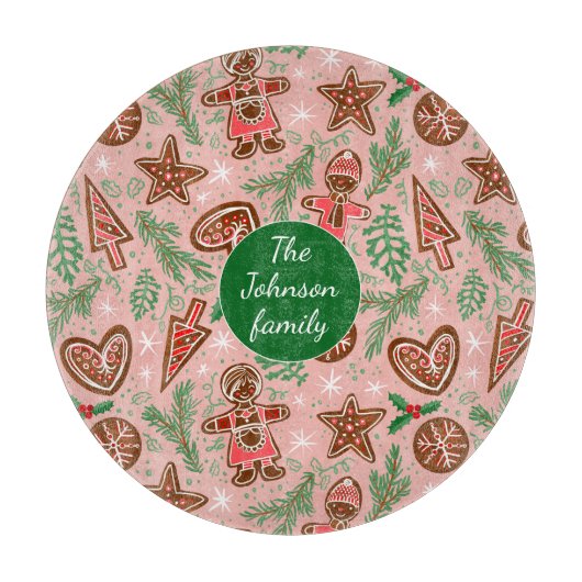 Weihnachtskekse Familiengrün Schneidebrett (Vorderseite)