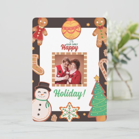 Weihnachtskekse Foto Weihnachtskarte Feiertagskarte (Stehend Vorderseite)