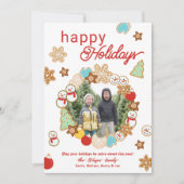 Weihnachtskekse Foto Wreath Happy Holidays Feiertagskarte (Vorderseite)