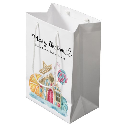 Weihnachtskekse - Frohe Weihnachten Mittlere Geschenktüte (Vorderseite Schrägansicht)