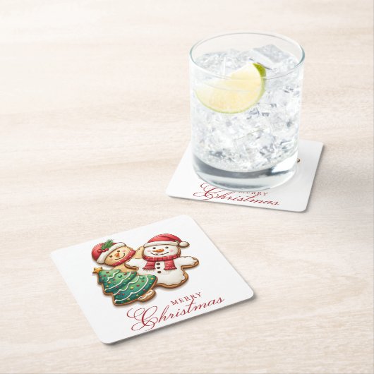 Weihnachtskekse Frohe Weihnachten Rechteckiger Pappuntersetzer (Vor Ort)