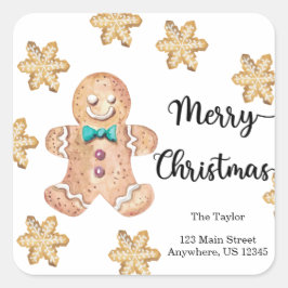 Weihnachtskekse Frohe Weihnachts-Rücksendeadresse Quadratischer Aufkleber