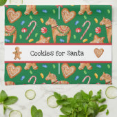 Weihnachtskekse für Santa Green Kitchen Handtuch (Gefaltet)