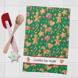 Weihnachtskekse für Santa Green Kitchen Handtuch