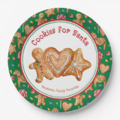 Weihnachtskekse für Santa Green Pappteller (Vorderseite)
