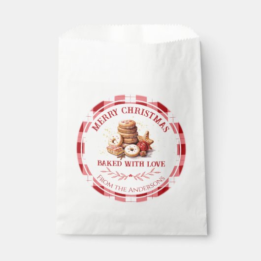 Weihnachtskekse gebacken mit Liebe Gefältchen Geschenktütchen (Vorderseite)