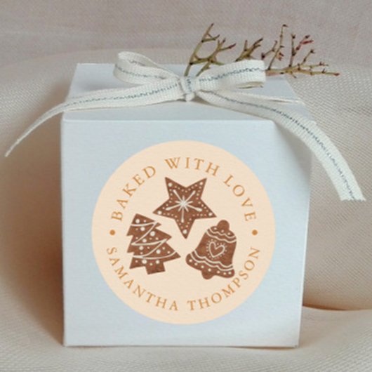 Weihnachtskekse gebacken mit Liebe Gelb Runder Aufkleber