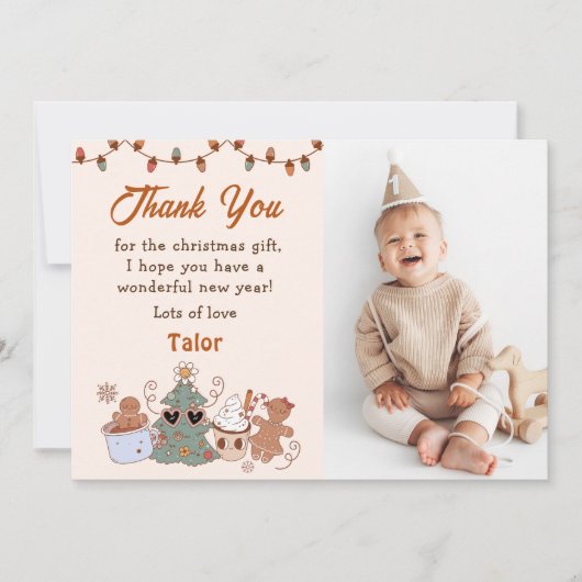 Weihnachtskekse Geburtstag Foto Danke Karte (Vorderseite)