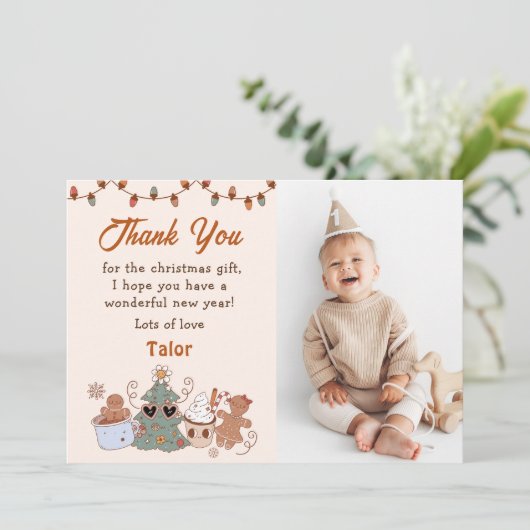 Weihnachtskekse Geburtstag Foto Danke Karte (Stehend Vorderseite)