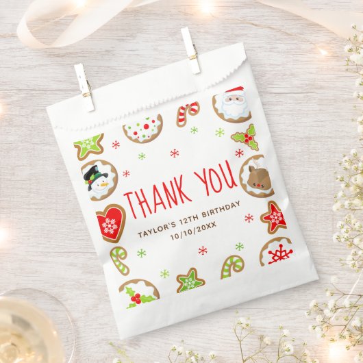 Weihnachtskekse Geburtstagsfeier Rot Danke Geschenktütchen (Ausgeschnitten)