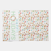 Weihnachtskekse Gemustert glückliche Feiertage Geschirrtuch (Horizontal)