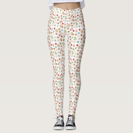 Weihnachtskekse Gemusterter Feiertag Leggings (Vorderseite)