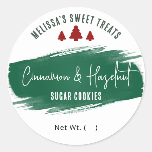 Weihnachtskekse Grüne Aquarelltöne Runder Aufkleber (Vorderseite)