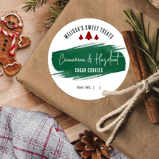 Weihnachtskekse Grüne Aquarelltöne Runder Aufkleber