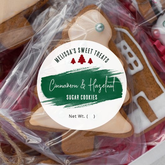 Weihnachtskekse Grüne Aquarelltöne Runder Aufkleber