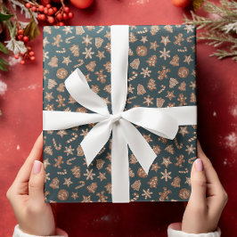 Weihnachtskekse Grünes Muster Geschenkpapier