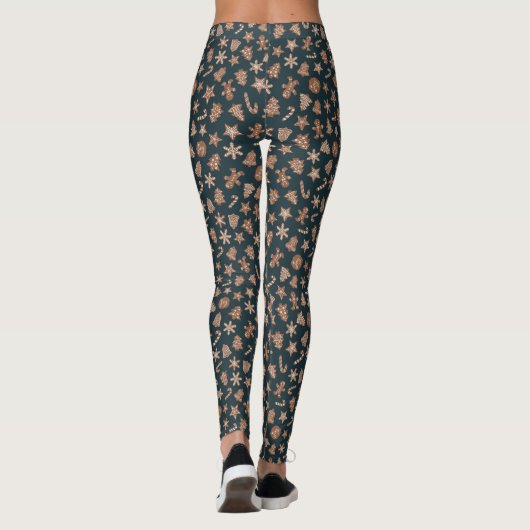 Weihnachtskekse Grünes Muster Leggings (Rückseite)