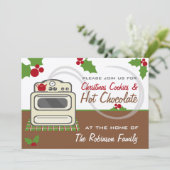 Weihnachtskekse & Hot Chocolate Party Retro Einladung (Stehend Vorderseite)