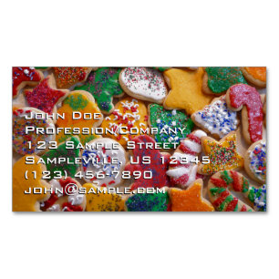 Weihnachtskekse I Farbige Festtagsbackwaren Magnetische Visitenkarte