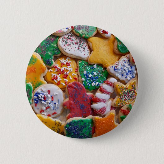 Weihnachtskekse ich farbenfrohe Weihnachtsgebäck Button (Vorderseite)