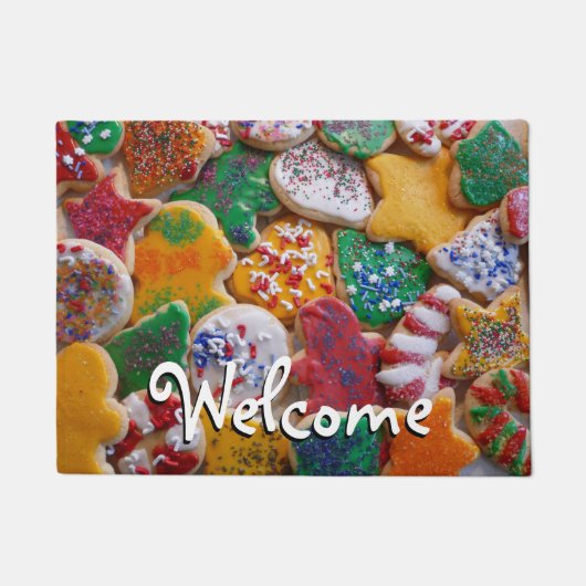 Weihnachtskekse ich farbenfrohe Weihnachtsgebäck Fußmatte (Vorderseite)