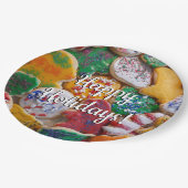 Weihnachtskekse ich farbenfrohe Weihnachtsgebäck Pappteller (Schrägansicht)