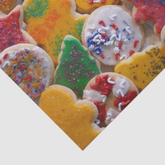 Weihnachtskekse ich farbenfrohe Weihnachtsgebäck Seidenpapier (Ausschnitt)
