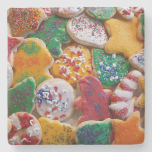 Weihnachtskekse ich farbenfrohe Weihnachtsgebäck Steinuntersetzer