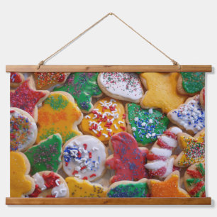 Weihnachtskekse ich farbenfrohe Weihnachtsgebäck Wandteppich Mit Holzrahmen