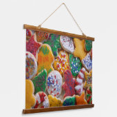 Weihnachtskekse ich farbenfrohe Weihnachtsgebäck Wandteppich Mit Holzrahmen (Gewinkelt)